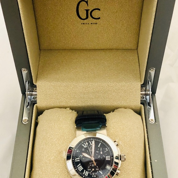 Men’s Guess GC13500 Swiss Chronograph – Blue Dial, Sapphire, Leather Strap - Picture 2 of 8